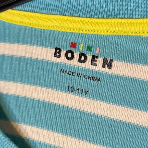 Boden Blue Striped Kids Shirt with Colorful Sea Creatures - Picture 7 of 13